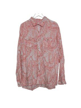 Ocean & Coast Linen Floral Shirt Mens Size XXL Pink Coral Hawaiian Long Sleeve